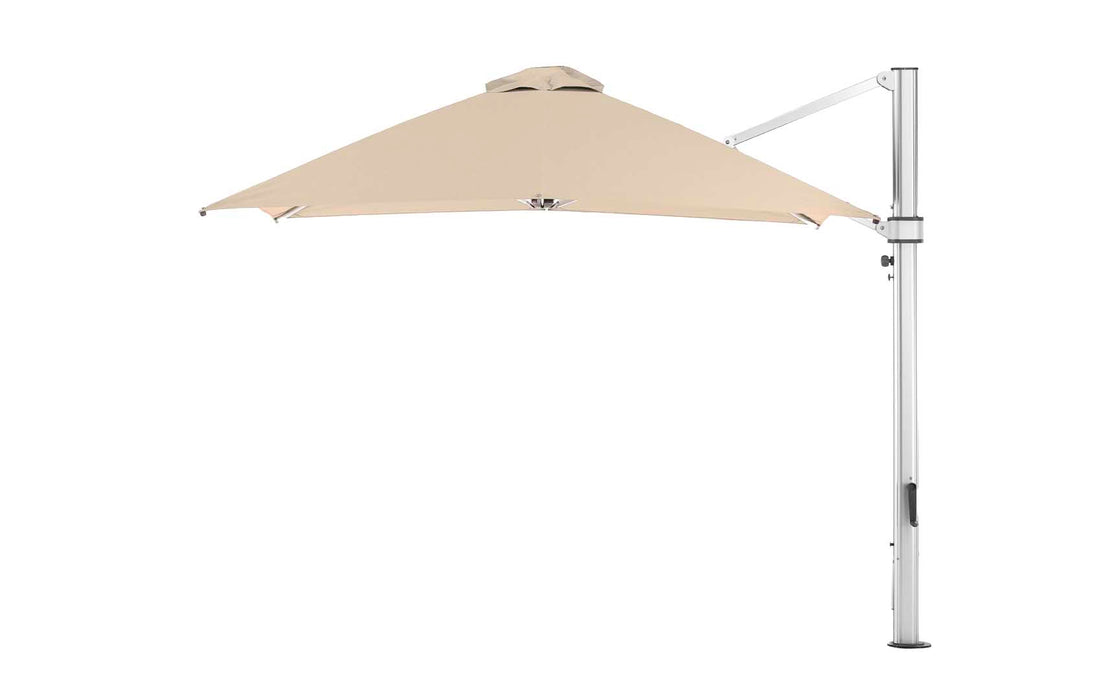 Ledge Lounger Ultra Cantilever Umbrella-10' Square — Matte Silver Pole-Stock Fabric-R126 Linen