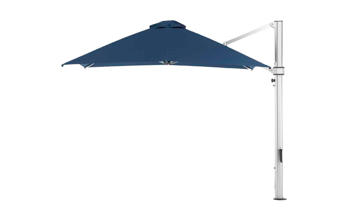 Ledge Lounger Ultra Cantilever Umbrella-10' Square — Matte Silver Pole-Stock Fabric-R175 Captain Navy