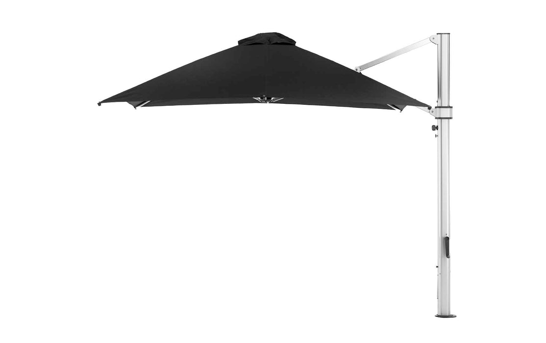 Ledge Lounger Ultra Cantilever Umbrella-10' Square — Matte Silver Pole-Stock Fabric-R103 Black