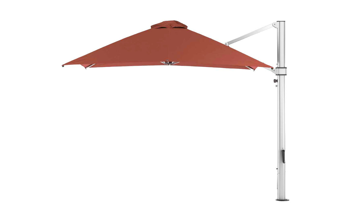 Ledge Lounger Ultra Cantilever Umbrella-10' Square — Matte Silver Pole-Stock Fabric-R104 Terracotta