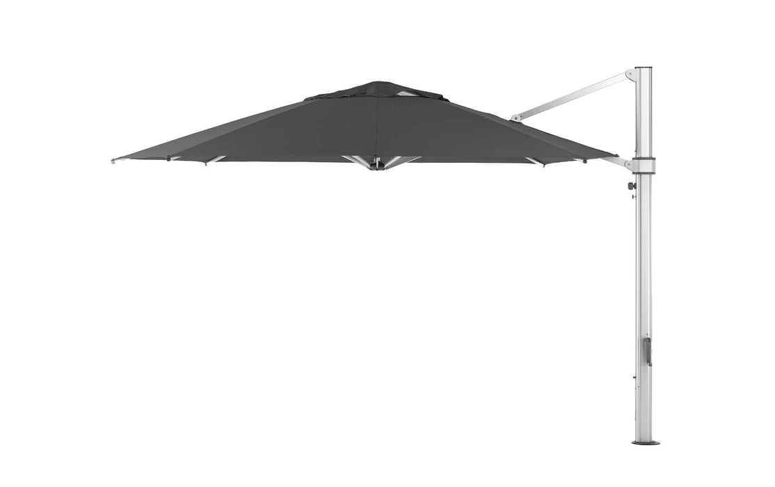 Ledge Lounger Ultra Cantilever Umbrella-13' Octagon — Matte Silver Pole-Stock Fabric-R164 Charcoal Grey