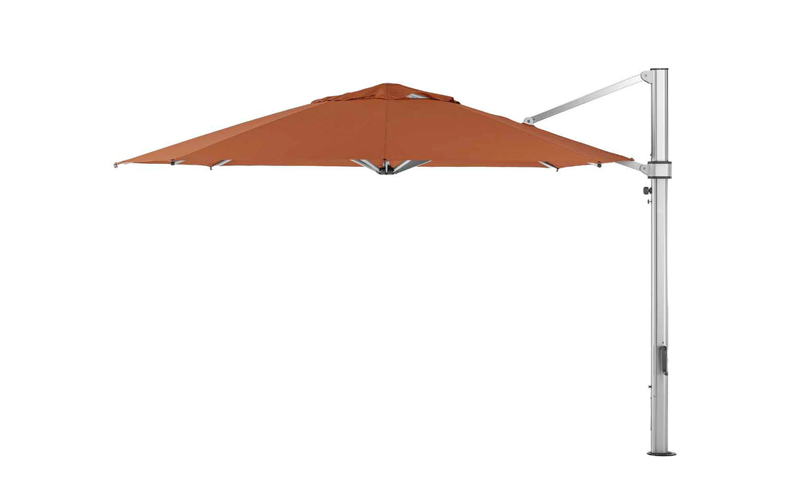 Ledge Lounger Ultra Cantilever Umbrella-13' Octagon — Matte Silver Pole-Stock Fabric-R104 Terracotta