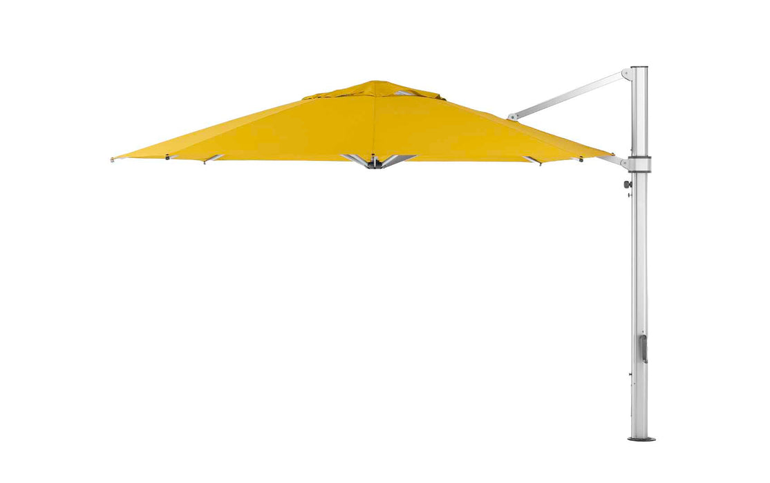 Ledge Lounger Ultra Cantilever Umbrella-13' Octagon — Matte Silver Pole-Stock Fabric-R554 Sunflower Yellow