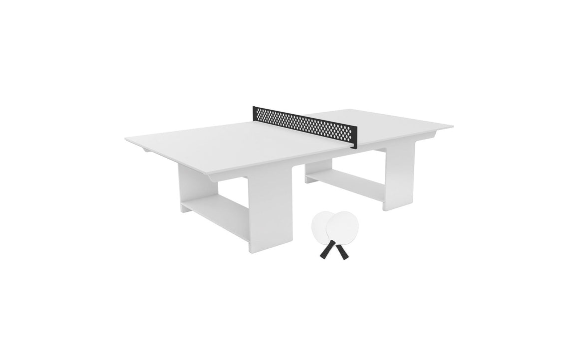 Ledge Lounger Table Tennis — White Base-Black Net-White Paddles-Black Accent