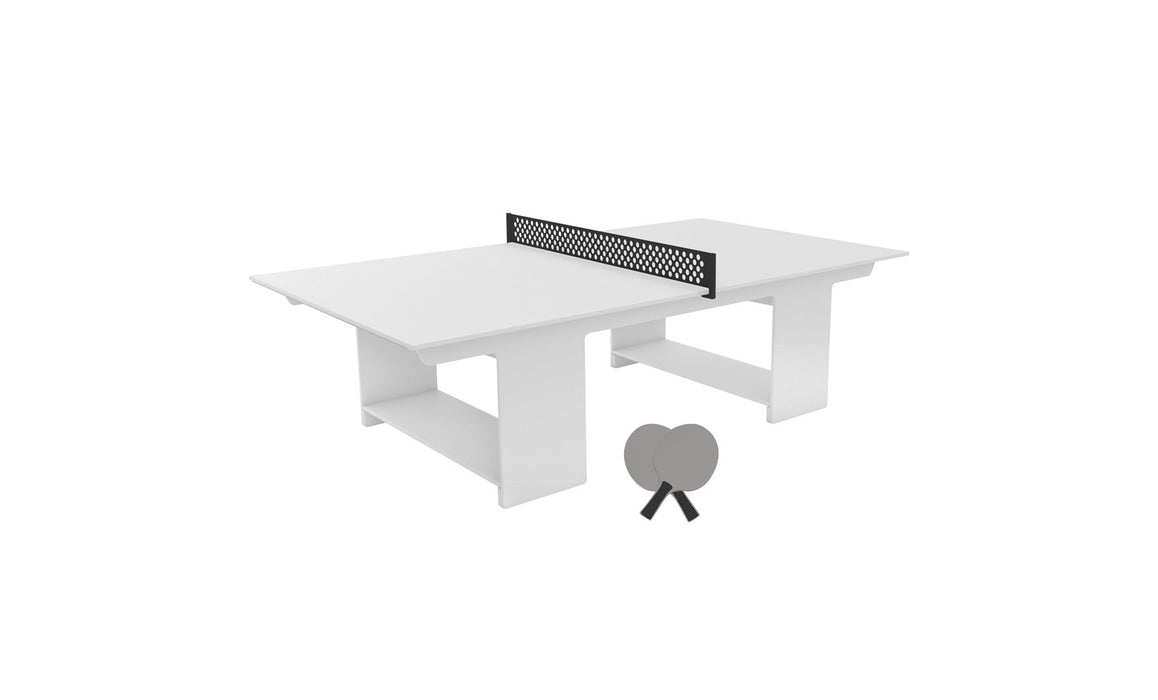 Ledge Lounger Table Tennis — White Base-Black Net-Gray Paddles-Black Accent