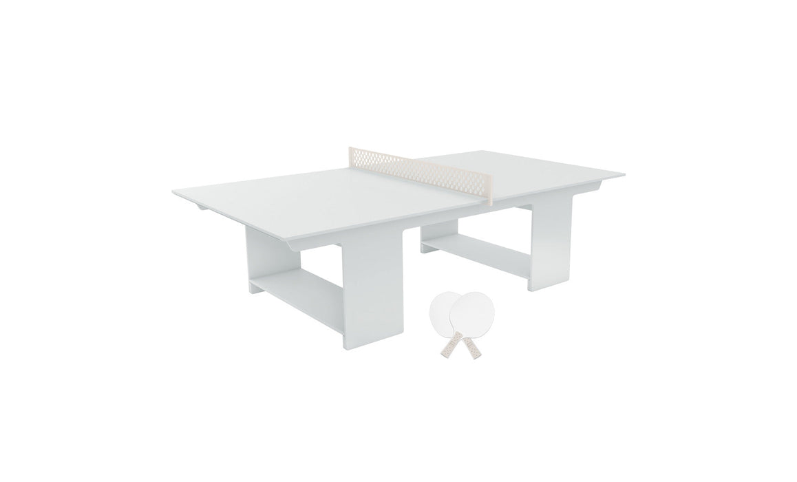 Ledge Lounger Table Tennis — White Base-Cloud Net-White Paddles-Cloud Accent