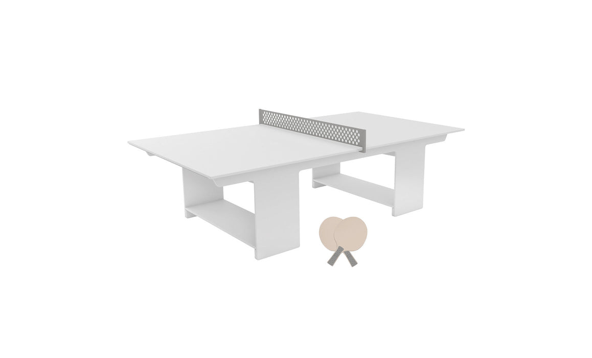 Ledge Lounger Table Tennis — White Base-Gray Net-Cloud Paddles-Gray Accent