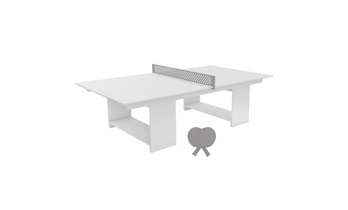 Ledge Lounger Table Tennis — White Base-Gray Net-Gray Paddles-Gray Accent
