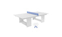 Ledge Lounger Table Tennis — White Base-Sky Blue Net-White Paddles-Sky Blue Accent