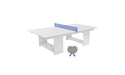 Ledge Lounger Table Tennis — White Base-Sky Blue Net-Gray Paddles-Sky Blue Accent