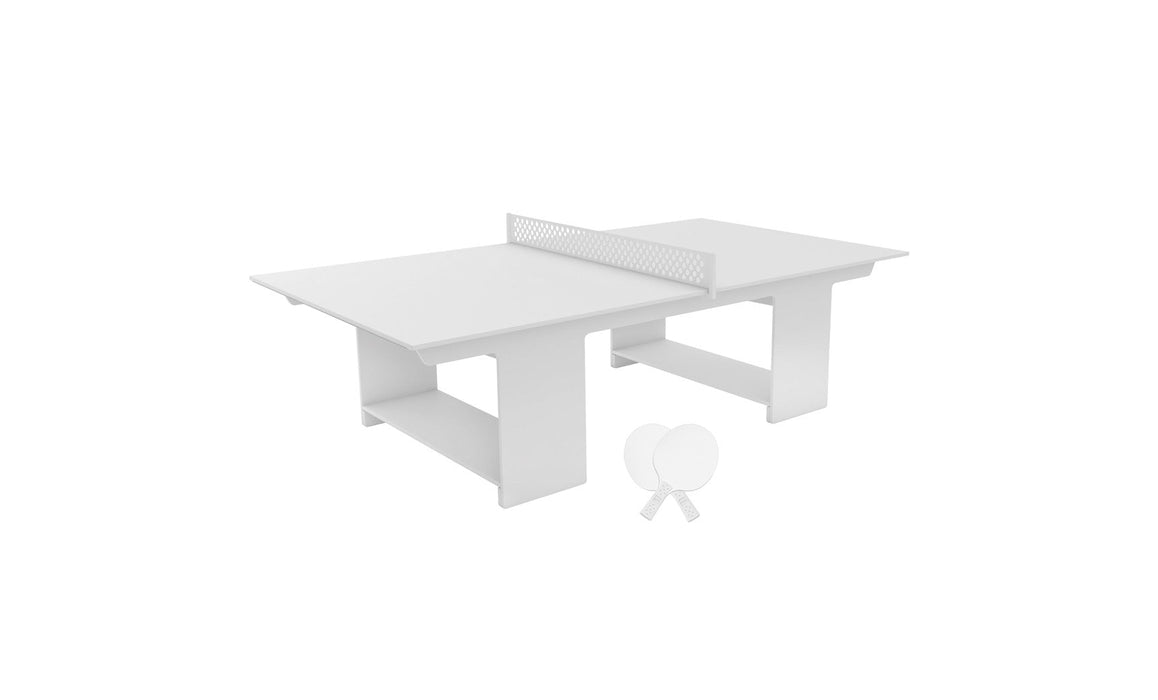 Ledge Lounger Table Tennis — White Base-White Net-White Paddles-White Accent