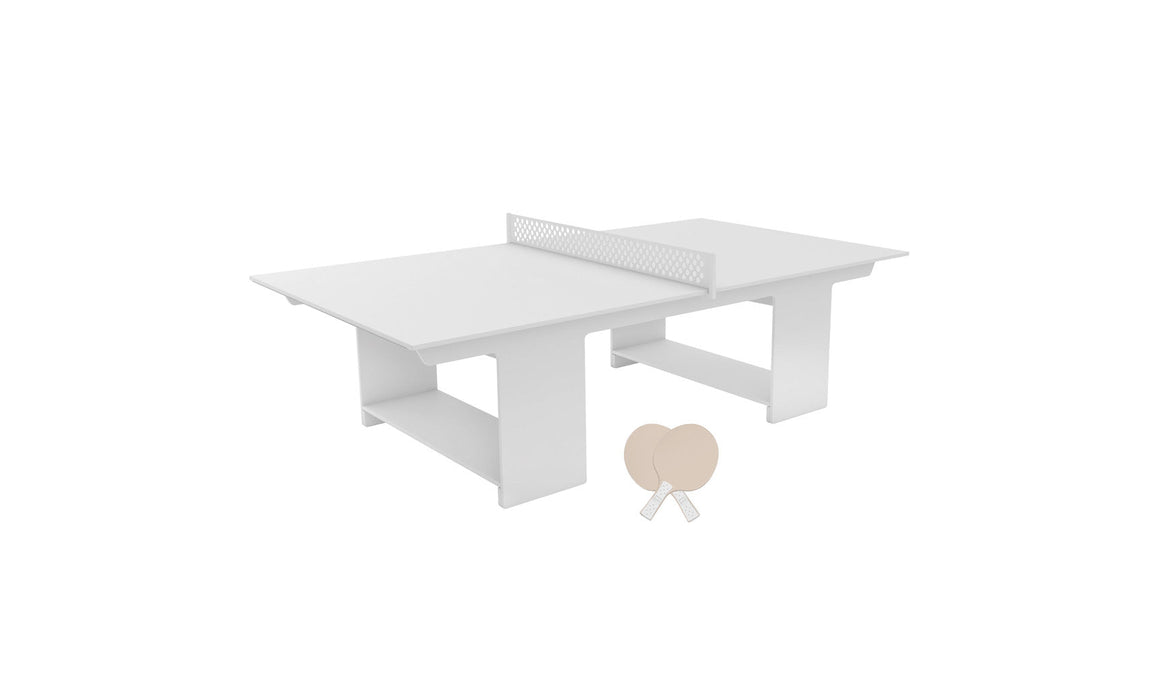 Ledge Lounger Table Tennis — White Base-White Net-Cloud Paddles-White Accent