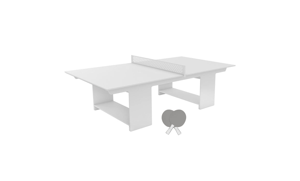 Ledge Lounger Table Tennis — White Base-White Net-Gray Paddles-White Accent