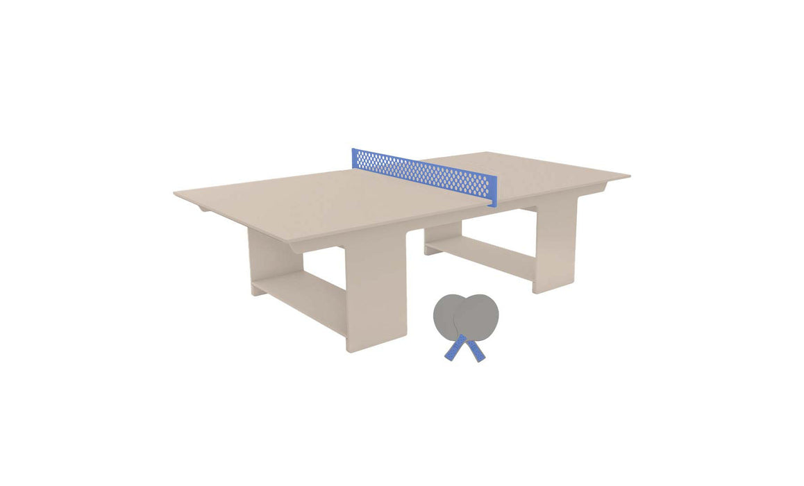 Ledge Lounger Table Tennis — Cloud Base-Sky Blue Net-Gray Paddles-Sky Blue Accent