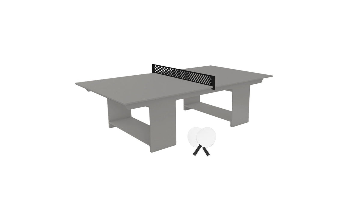 Ledge Lounger Table Tennis — Gray Base-Black Net-White Paddles-Black Accent