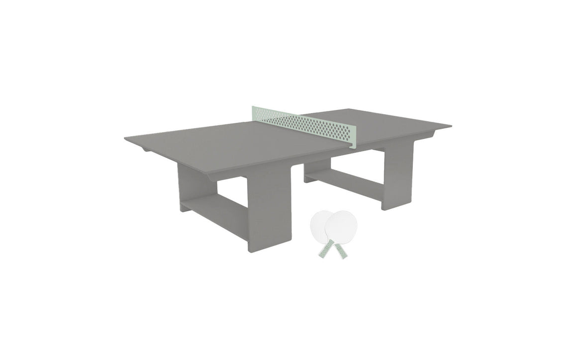 Ledge Lounger Table Tennis — Gray Base-Sage Green Net-White Paddles-Sage Green Accent