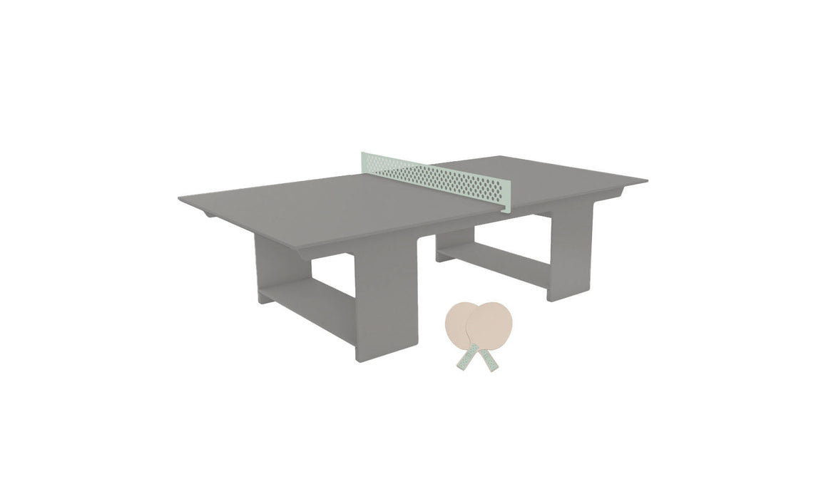 Ledge Lounger Table Tennis — Gray Base-Sage Green Net-Cloud Paddles-Sage Green Accent