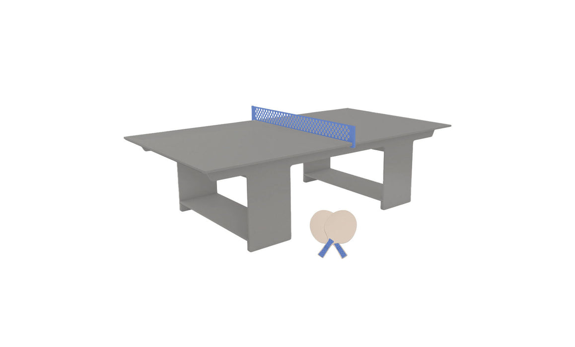 Ledge Lounger Table Tennis — Gray Base-Sky Blue Net-Cloud Paddles-Sky Blue Accent