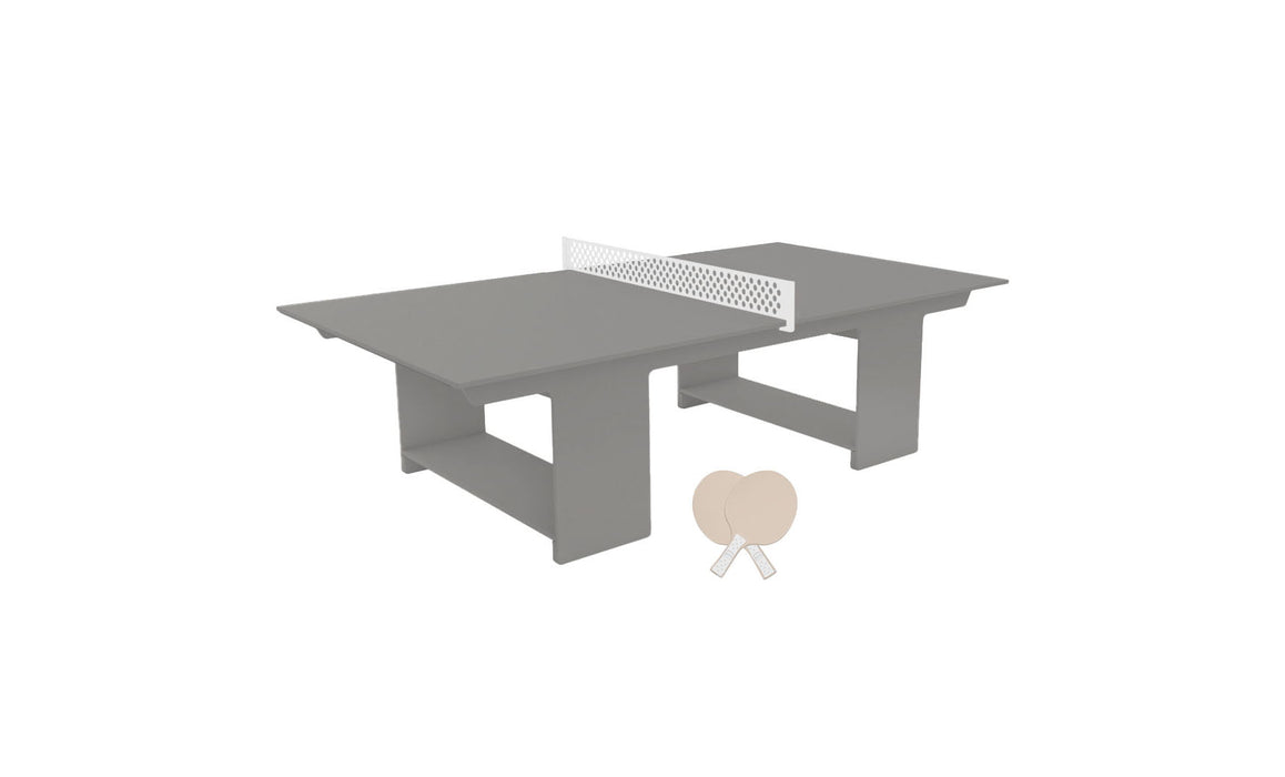 Ledge Lounger Table Tennis — Gray Base-White Net-Cloud Paddles-White Accent