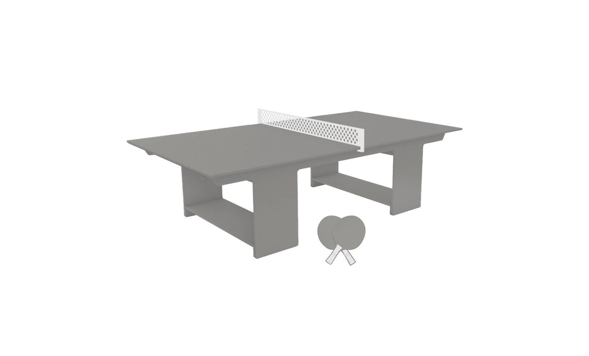 Ledge Lounger Table Tennis — Gray Base-White Net-Gray Paddles-White Accent