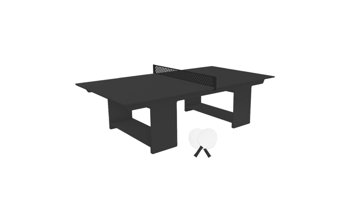 Ledge Lounger Table Tennis — Black Base-Black Net-White Paddles-Black Accent