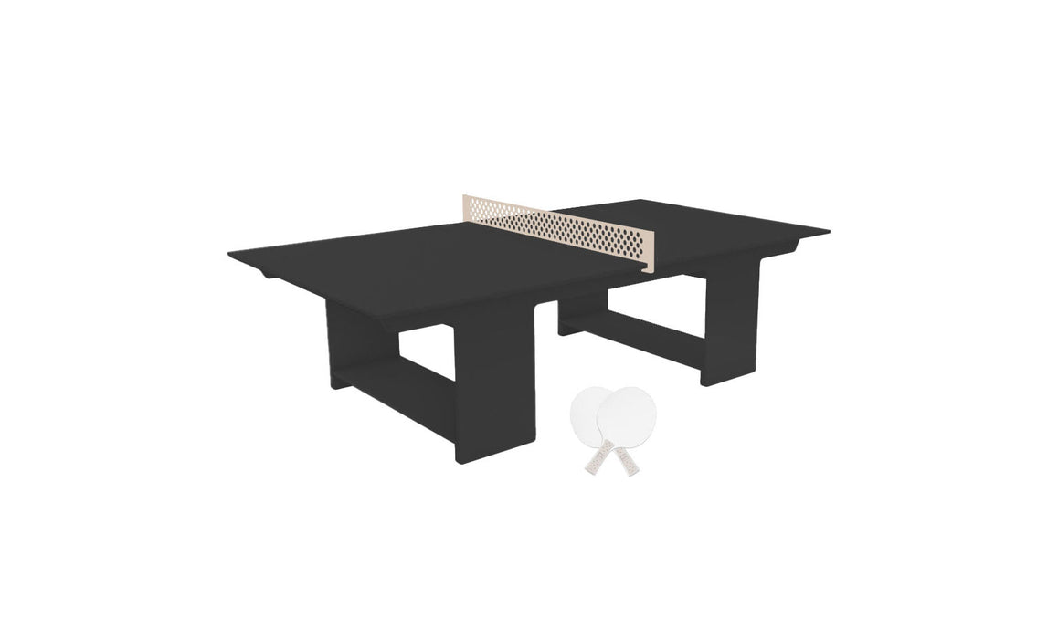 Ledge Lounger Table Tennis — Black Base-Cloud Net-White Paddles-Cloud Accent