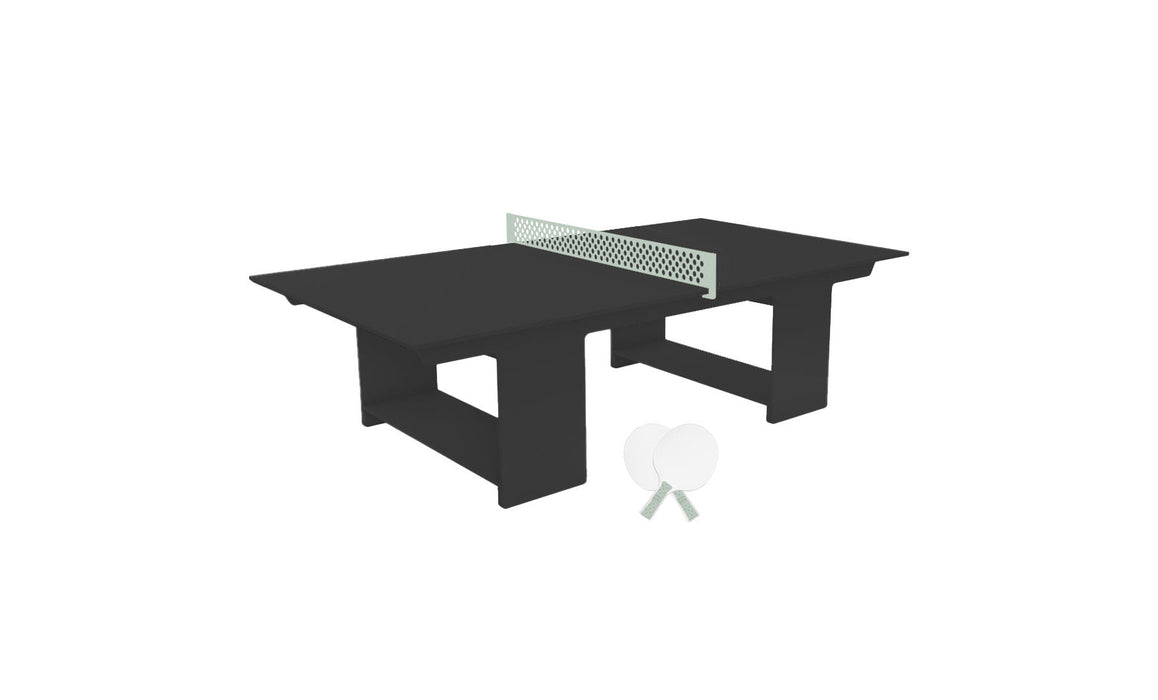 Ledge Lounger Table Tennis — Black Base-Sage Green Net-White Paddles-Sage Green Accent
