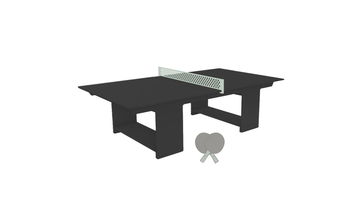 Ledge Lounger Table Tennis — Black Base-Sage Green Net-Gray Paddles-Sage Green Accent