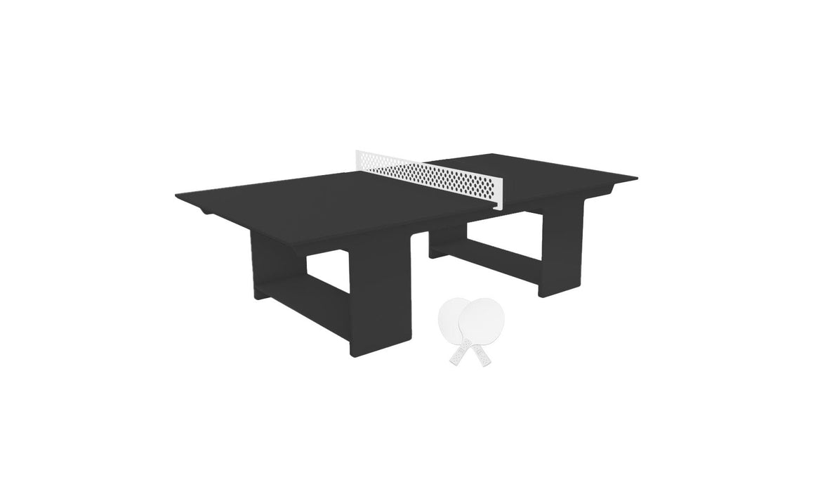 Ledge Lounger Table Tennis — Black Base-White Net-White Paddles-White Accent