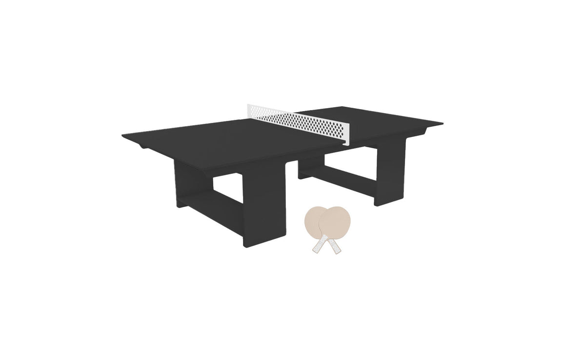 Ledge Lounger Table Tennis — Black Base-White Net-Cloud Paddles-White Accent
