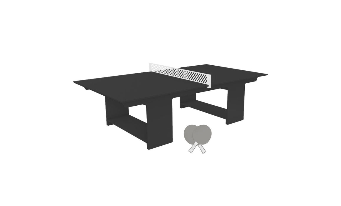 Ledge Lounger Table Tennis — Black Base-White Net-Gray Paddles-White Accent