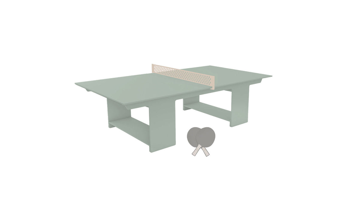 Ledge Lounger Table Tennis — Sage Green Base-Cloud Net-Gray Paddles-Cloud Accent
