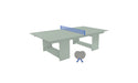Ledge Lounger Table Tennis — Sage Green Base-Sky Blue Net-Gray Paddles-Sky Blue Accent