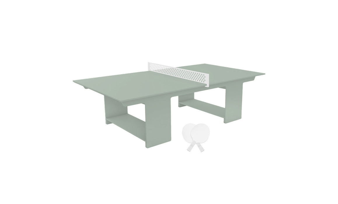 Ledge Lounger Table Tennis — Sage Green Base-White Net-White Paddles-White Accent