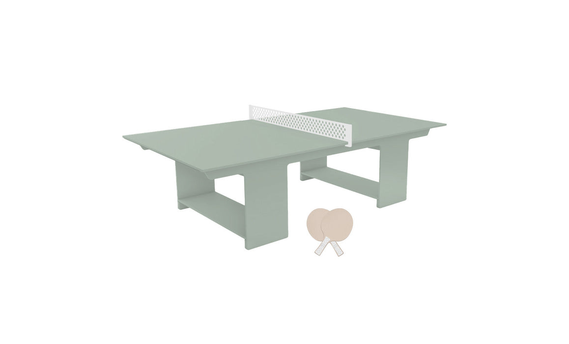 Ledge Lounger Table Tennis — Sage Green Base-White Net-Cloud Paddles-White Accent