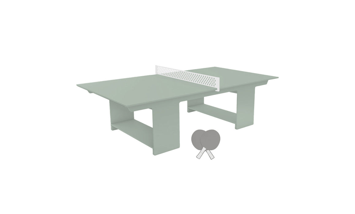 Ledge Lounger Table Tennis — Sage Green Base-White Net-Gray Paddles-White Accent