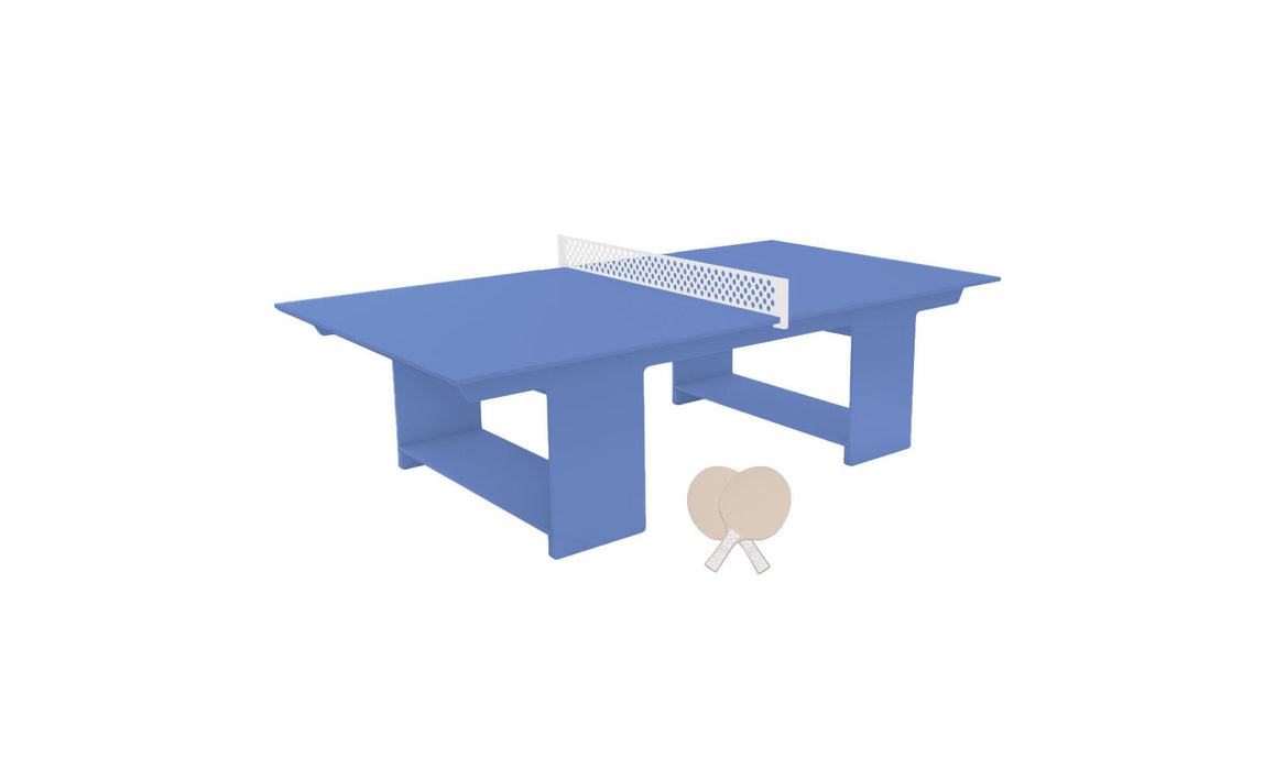 Ledge Lounger Table Tennis — Sky Blue Base-White Net-Cloud Paddles-White Accent