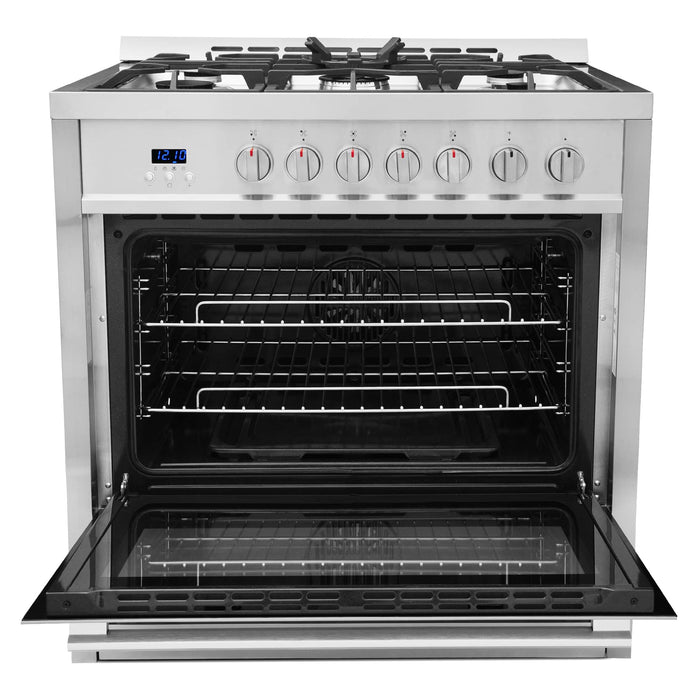 Cosmo 36-Inch 3.8 Cu. Ft. Single Oven Gas Range with 5 Burner Cooktop in Stainless Steel (COS-965AGC) Cosmo