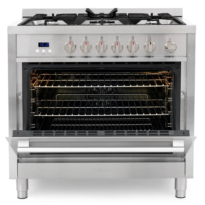 Cosmo 36-Inch 3.8 Cu. Ft. Single Oven Gas Range with 5 Burner Cooktop in Stainless Steel (COS-965AGFC) Cosmo