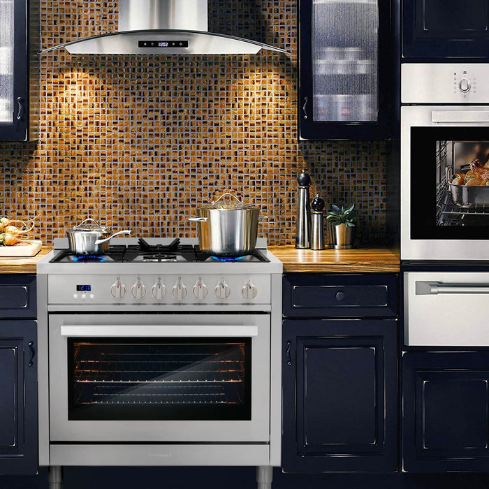 Cosmo 36-Inch 3.8 Cu. Ft. Single Oven Gas Range with 5 Burner Cooktop in Stainless Steel (COS-965AGFC) Cosmo