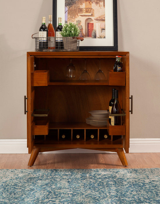 Alpine Furniture Flynn Small Bar Cabinet, Chestnut