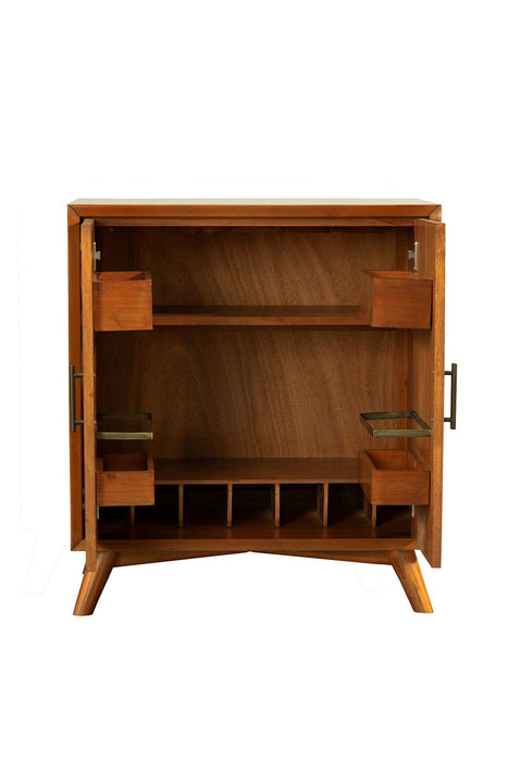 Alpine Furniture Flynn Small Bar Cabinet, Chestnut