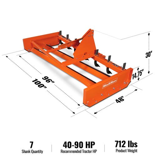 96" Heavy Duty Land Leveler Land Plane Scraper Grader with Shanks 3 Po — angle view
