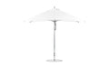 Ledge Lounger Essential Umbrella 8.5'x11' REC Pulley — Silver Pole-Classic Ball Finial-R099 White Fabric