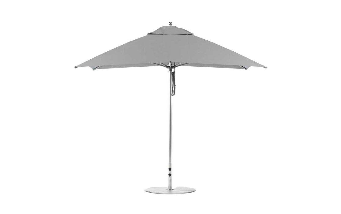 Ledge Lounger Essential Umbrella 8.5'x11' REC Pulley — Silver Pole-Classic Ball Finial-R138 Cadet Grey Fabric
