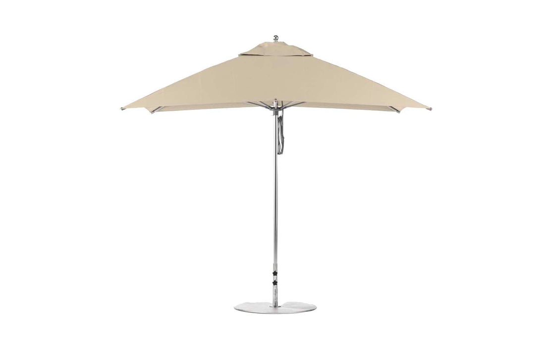 Ledge Lounger Essential Umbrella 8.5'x11' REC Pulley — Silver Pole-Classic Ball Finial-R126 Linen Fabric
