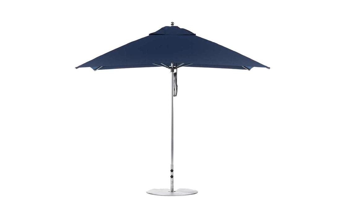 Ledge Lounger Essential Umbrella 8.5'x11' REC Pulley — Silver Pole-Classic Ball Finial-R175 Captain Navy Fabric