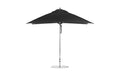 Ledge Lounger Essential Umbrella 8.5'x11' REC Pulley — Silver Pole-Classic Ball Finial-R103 Black Fabric