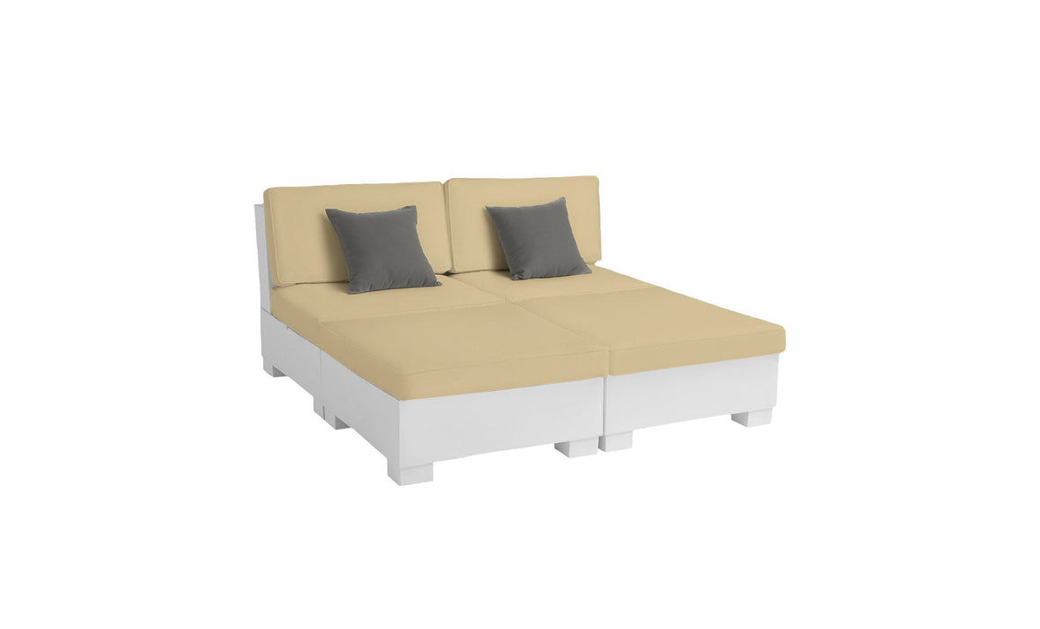 Ledge Lounger SG 4 Piece Sunchair — White Base-4633 Linen Fabric