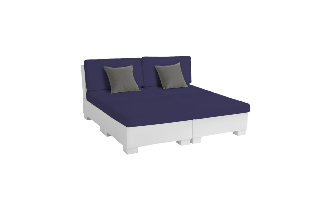 Ledge Lounger SG 4 Piece Sunchair — White Base-4646 Captain Navy Fabric